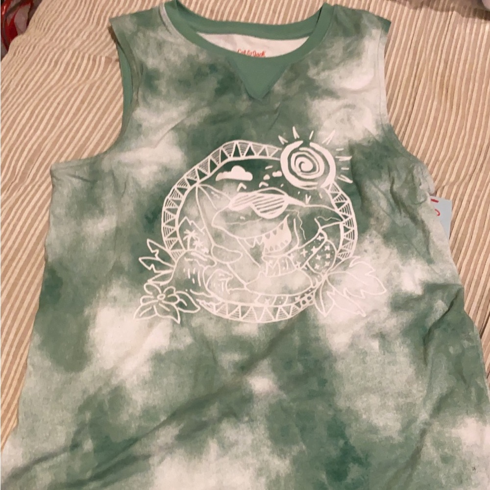 Cat and Jack Boys Shark Tie-Die Tank XL